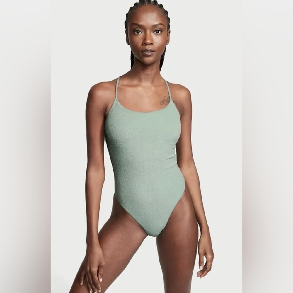Victoria’s Secret terry swimsuit xl new sage green one piece resortwear